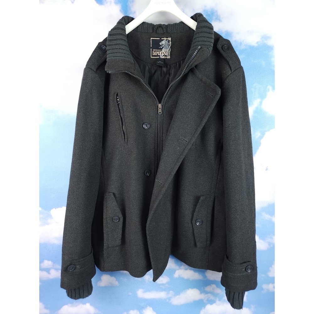 Imperious Mens Gray Woolen Pea Coat Size 3XL